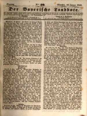 Der Bayerische Landbote Sonntag 10. Januar 1841