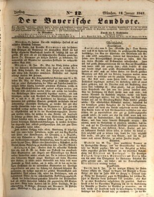 Der Bayerische Landbote Dienstag 12. Januar 1841