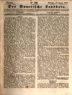 Der Bayerische Landbote Mittwoch 13. Januar 1841