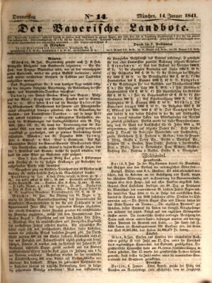 Der Bayerische Landbote Donnerstag 14. Januar 1841