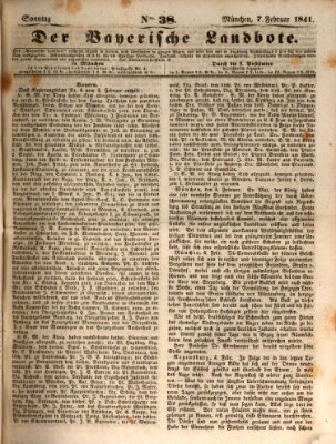 Der Bayerische Landbote Sonntag 7. Februar 1841