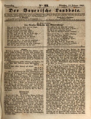 Der Bayerische Landbote Donnerstag 11. Februar 1841