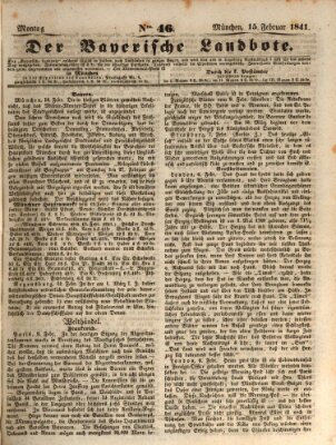 Der Bayerische Landbote Montag 15. Februar 1841