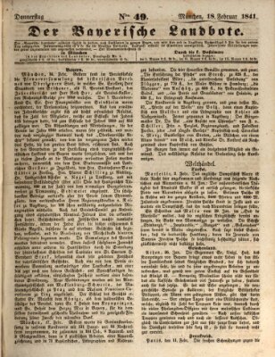 Der Bayerische Landbote Donnerstag 18. Februar 1841