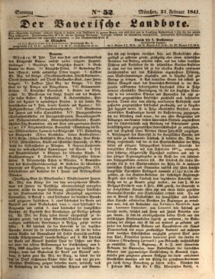 Der Bayerische Landbote Sonntag 21. Februar 1841