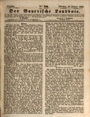 Der Bayerische Landbote Samstag 27. Februar 1841