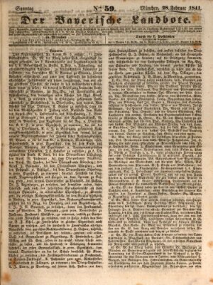 Der Bayerische Landbote Sonntag 28. Februar 1841