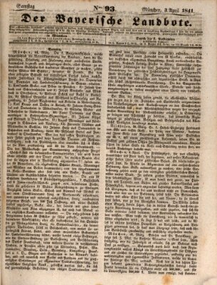 Der Bayerische Landbote Samstag 3. April 1841