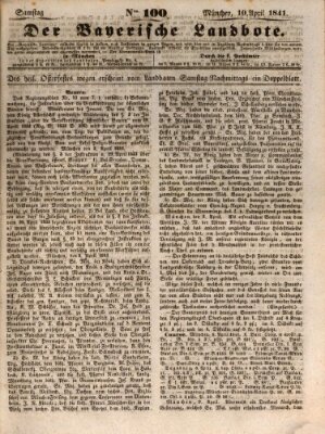 Der Bayerische Landbote Samstag 10. April 1841