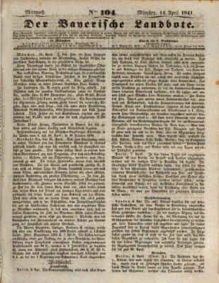 Der Bayerische Landbote Mittwoch 14. April 1841