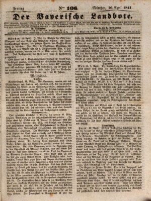 Der Bayerische Landbote Freitag 16. April 1841