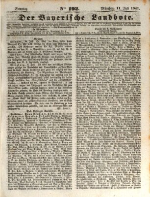 Der Bayerische Landbote Sonntag 11. Juli 1841