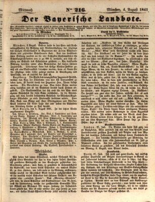 Der Bayerische Landbote Mittwoch 4. August 1841