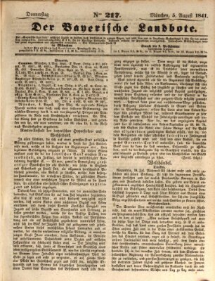 Der Bayerische Landbote Donnerstag 5. August 1841