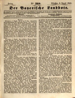 Der Bayerische Landbote Freitag 6. August 1841