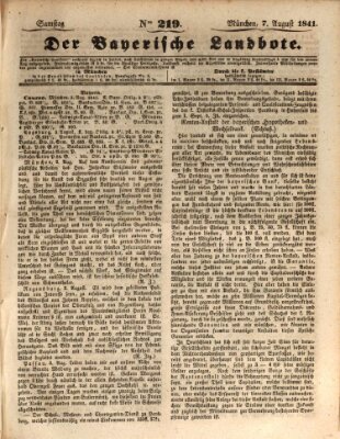 Der Bayerische Landbote Samstag 7. August 1841