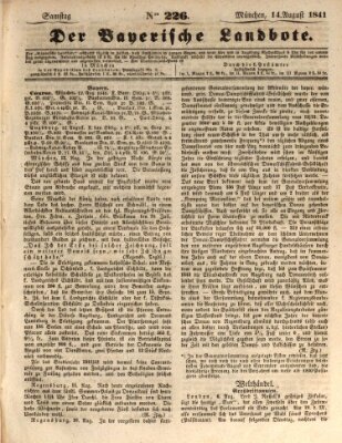 Der Bayerische Landbote Samstag 14. August 1841