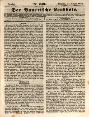 Der Bayerische Landbote Dienstag 31. August 1841