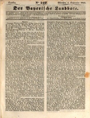 Der Bayerische Landbote Samstag 4. September 1841