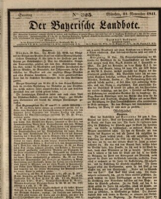 Der Bayerische Landbote Sonntag 21. November 1841