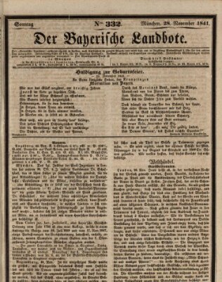 Der Bayerische Landbote Sonntag 28. November 1841