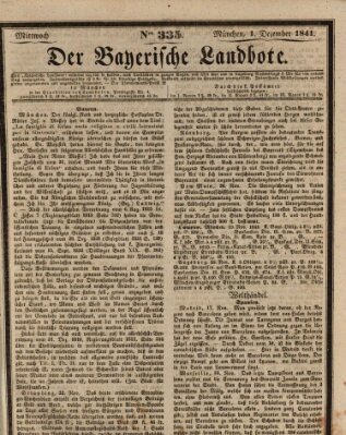 Der Bayerische Landbote Mittwoch 1. Dezember 1841