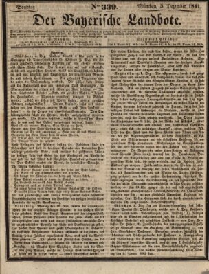 Der Bayerische Landbote Sonntag 5. Dezember 1841