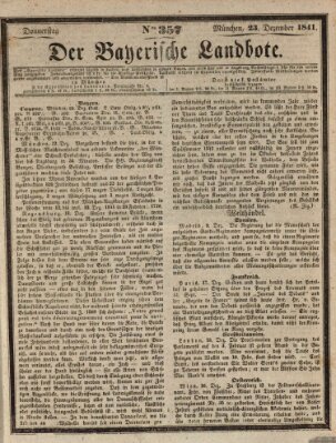 Der Bayerische Landbote Donnerstag 23. Dezember 1841