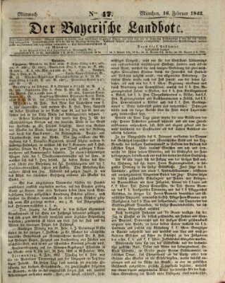 Der Bayerische Landbote Mittwoch 16. Februar 1842