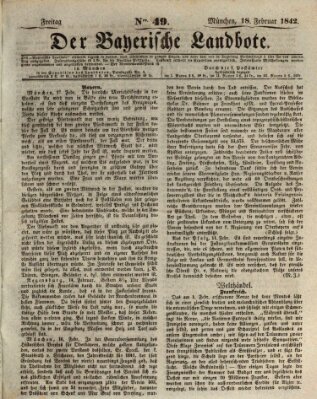 Der Bayerische Landbote Freitag 18. Februar 1842