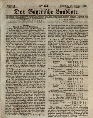 Der Bayerische Landbote Mittwoch 23. Februar 1842