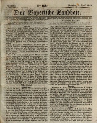 Der Bayerische Landbote Sonntag 3. April 1842