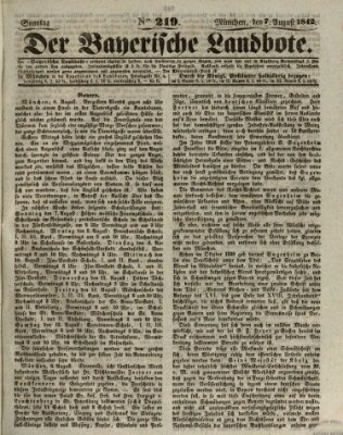 Der Bayerische Landbote Sonntag 7. August 1842