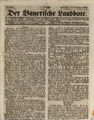 Der Bayerische Landbote Samstag 3. September 1842