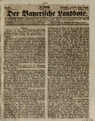 Der Bayerische Landbote Dienstag 27. September 1842