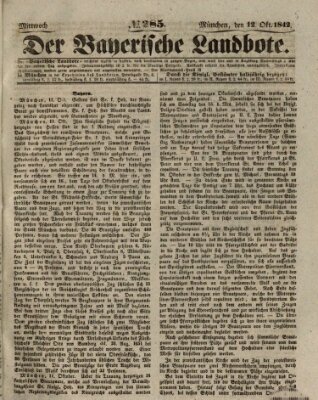 Der Bayerische Landbote Mittwoch 12. Oktober 1842