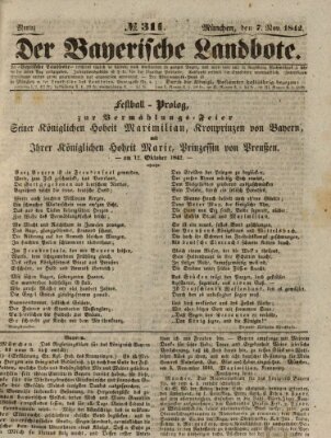 Der Bayerische Landbote Montag 7. November 1842