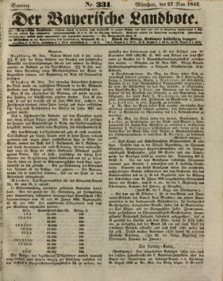 Der Bayerische Landbote Sonntag 27. November 1842