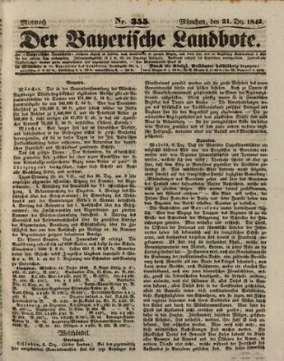 Der Bayerische Landbote Mittwoch 21. Dezember 1842