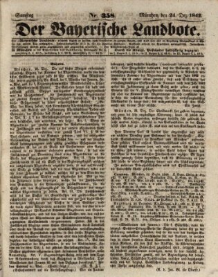 Der Bayerische Landbote Samstag 24. Dezember 1842
