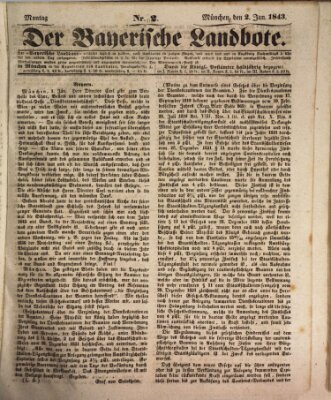 Der Bayerische Landbote Montag 2. Januar 1843