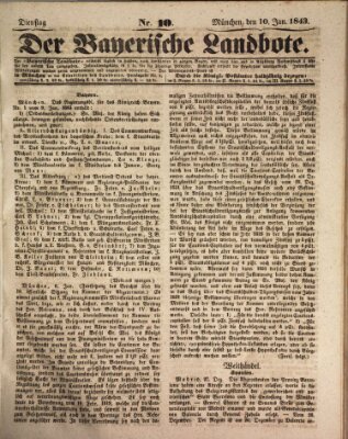 Der Bayerische Landbote Dienstag 10. Januar 1843