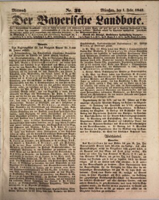 Der Bayerische Landbote Mittwoch 1. Februar 1843