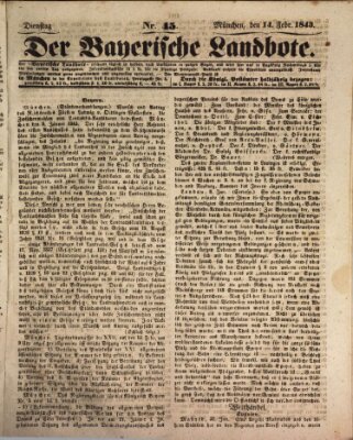 Der Bayerische Landbote Dienstag 14. Februar 1843