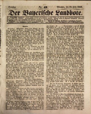 Der Bayerische Landbote Samstag 18. Februar 1843