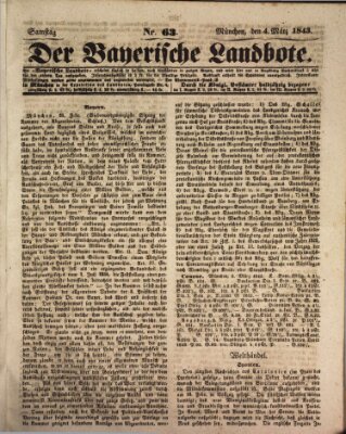 Der Bayerische Landbote Samstag 4. März 1843