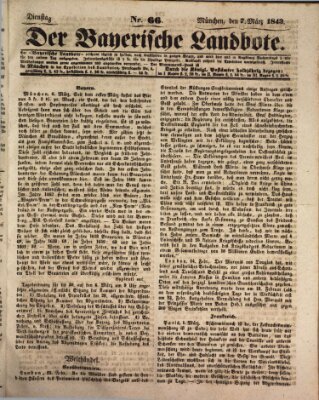 Der Bayerische Landbote Dienstag 7. März 1843