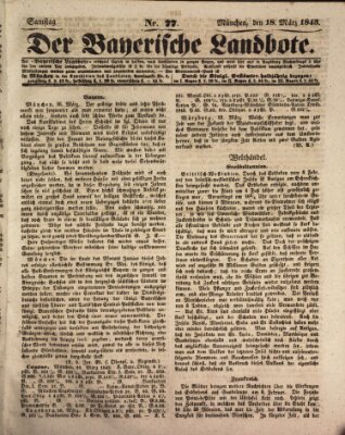 Der Bayerische Landbote Samstag 18. März 1843