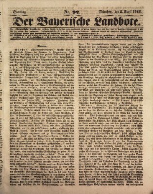 Der Bayerische Landbote Sonntag 2. April 1843