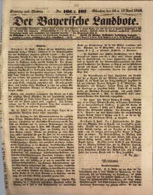 Der Bayerische Landbote Sonntag 16. April 1843